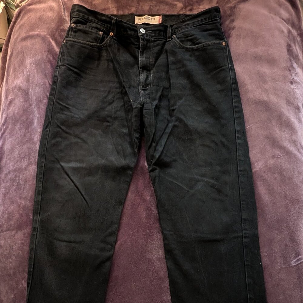 LEVIS JEANS PANTS Relaxed Fit 550 W 38 L 30 Mens Dark Black Wide Leg Levi Jean
